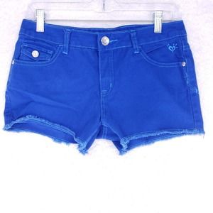 Justice Premium Raw Hem Jean Shorts Womens Size 1/2 Mid Rise Denim Casual Pants